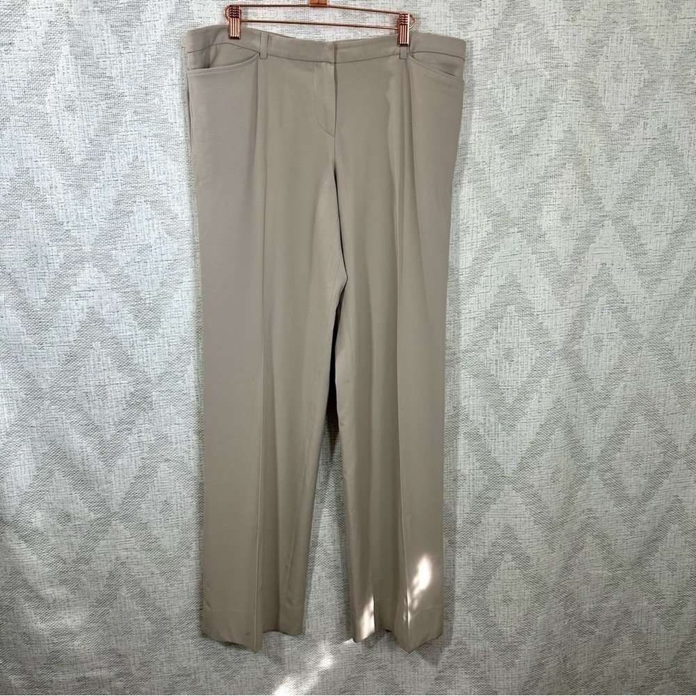Armani collezioni virgin wool blend taupe wide leg trousers size 14